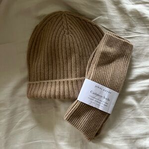 Jenni Kayne Tan Cashmere Beanie and Socks Set